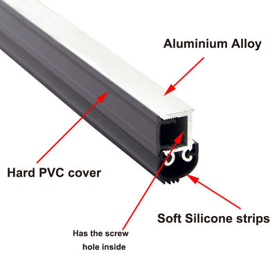 Винт прокладки уплотнения алюминиевой двери 6063 нижний зафиксированный с силиконовой резиной